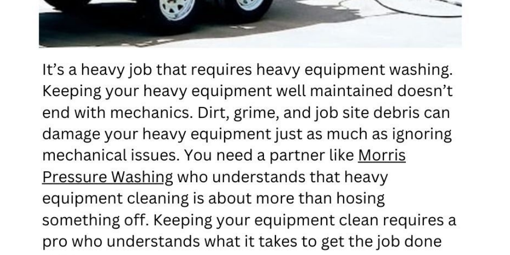 Heavy Equipment Washing Oklahoma City by Morris Pressure Washing - Infogram